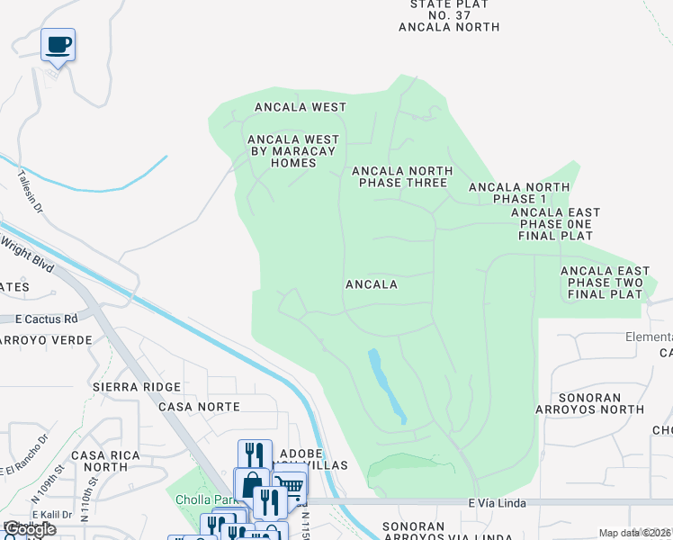 map of restaurants, bars, coffee shops, grocery stores, and more near 12391 North 116th Street in Scottsdale