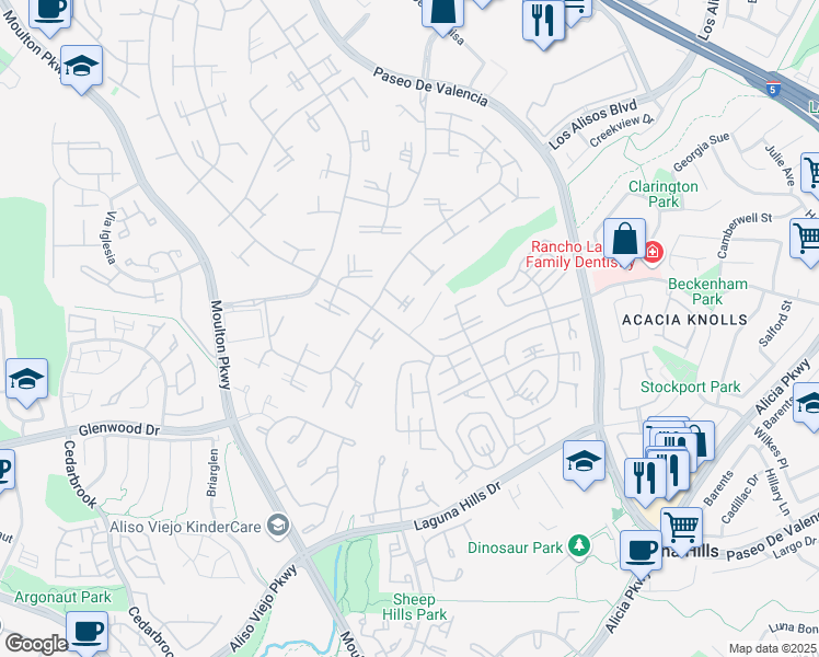 map of restaurants, bars, coffee shops, grocery stores, and more near 918 Avenida Majorca in Laguna Woods