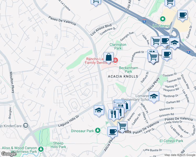 map of restaurants, bars, coffee shops, grocery stores, and more near 778 Via Los Altos in Laguna Woods