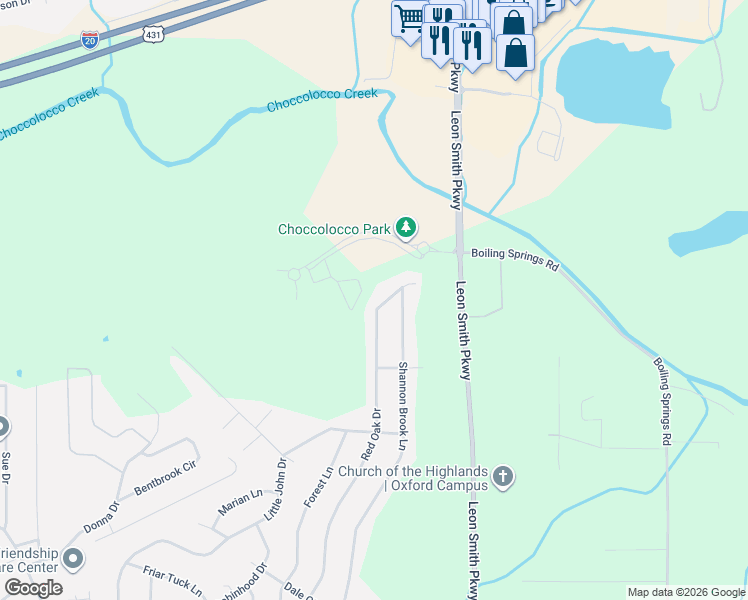 map of restaurants, bars, coffee shops, grocery stores, and more near 5229 Red Oak Drive in Oxford