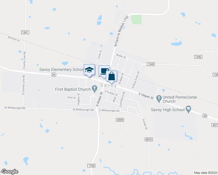 map of restaurants, bars, coffee shops, grocery stores, and more near 104 Mill Street in Savoy