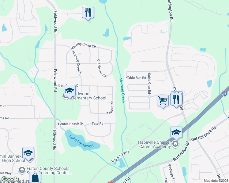 map of restaurants, bars, coffee shops, grocery stores, and more near 555 Transit Circle in College Park
