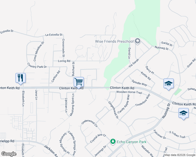 map of restaurants, bars, coffee shops, grocery stores, and more near 35920 Devonshire Lane in Wildomar