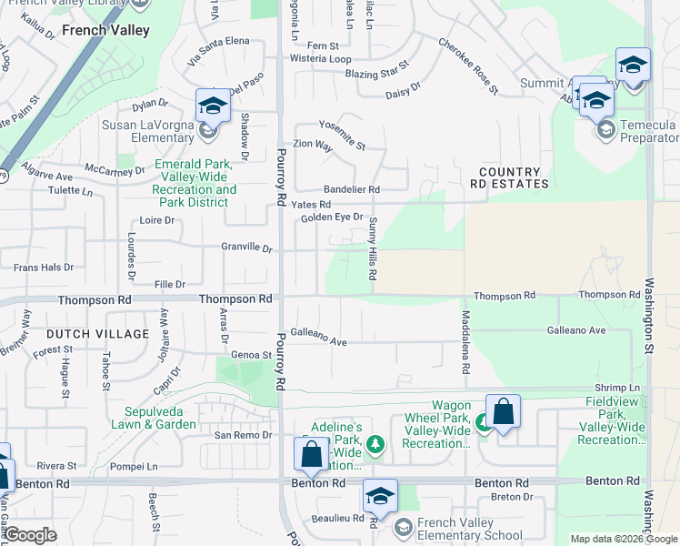 map of restaurants, bars, coffee shops, grocery stores, and more near 32150 Thompson Road in Winchester