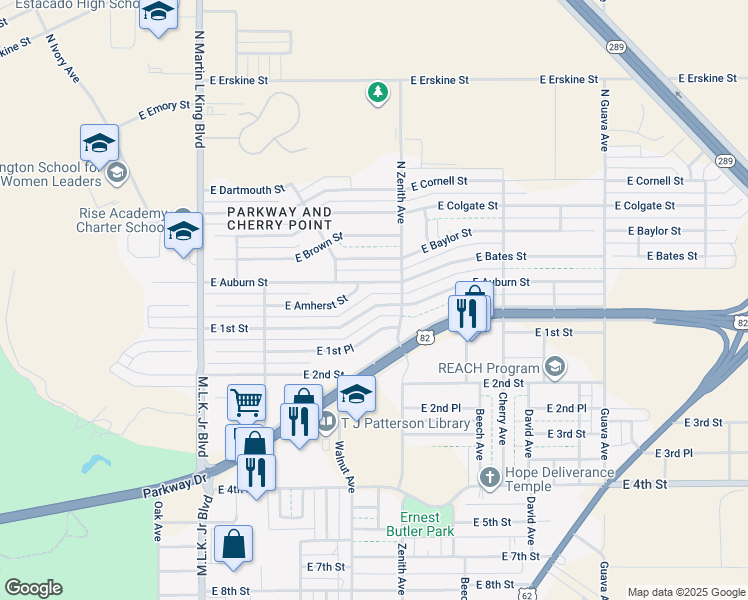 map of restaurants, bars, coffee shops, grocery stores, and more near 1914 East 1st Street in Lubbock