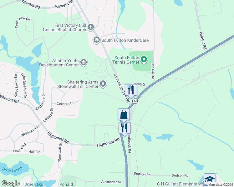 map of restaurants, bars, coffee shops, grocery stores, and more near 4810 Cochran Road in Atlanta