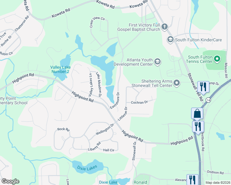 map of restaurants, bars, coffee shops, grocery stores, and more near 8231 Eastshore Drive in Union City