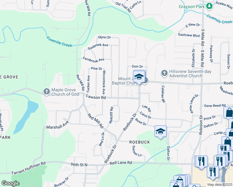 map of restaurants, bars, coffee shops, grocery stores, and more near 204 Glynn Drive in Birmingham
