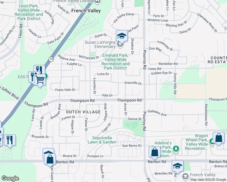map of restaurants, bars, coffee shops, grocery stores, and more near 35908 Curie Court in Winchester