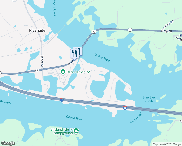 map of restaurants, bars, coffee shops, grocery stores, and more near 340 River Bend Drive in Riverside