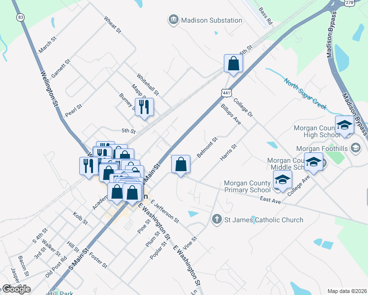 map of restaurants, bars, coffee shops, grocery stores, and more near 465 Belmont Street in Madison
