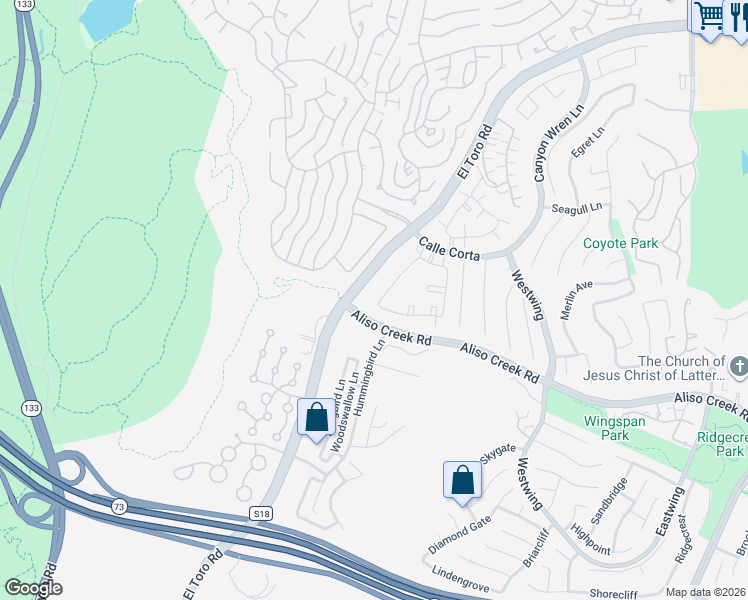 map of restaurants, bars, coffee shops, grocery stores, and more near 225 Cinnamon Teal in Aliso Viejo