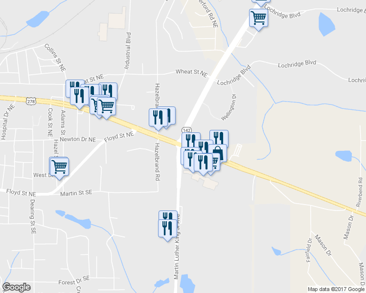 map of restaurants, bars, coffee shops, grocery stores, and more near 9176 U.S. 278 in Covington