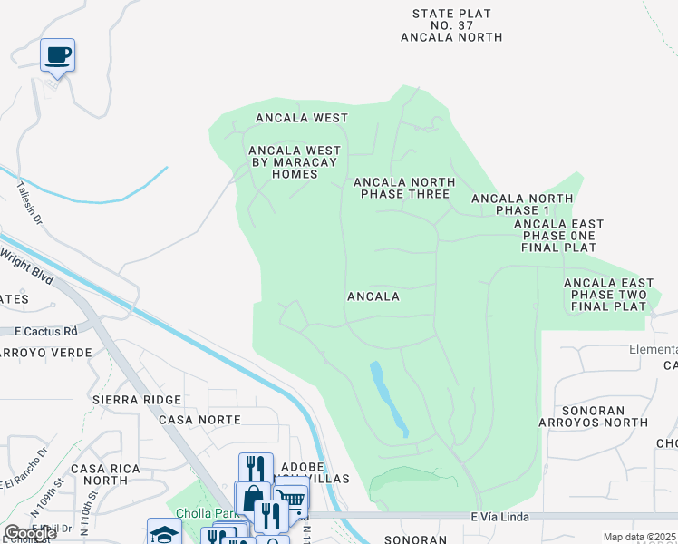 map of restaurants, bars, coffee shops, grocery stores, and more near 12527 North 116th Street in Scottsdale
