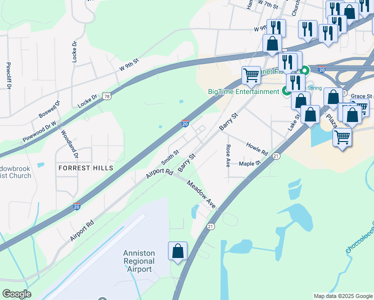 map of restaurants, bars, coffee shops, grocery stores, and more near 242 Smith Street in Oxford