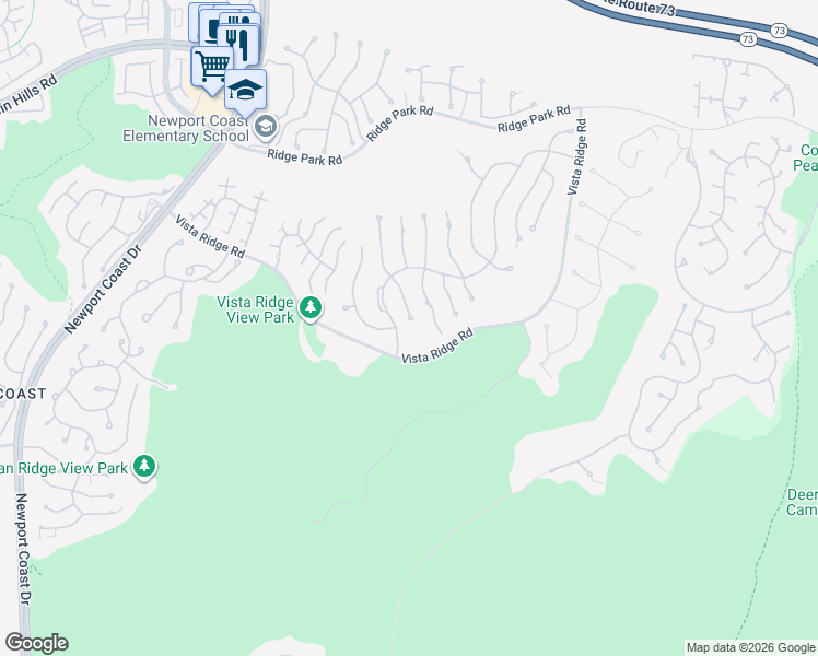 map of restaurants, bars, coffee shops, grocery stores, and more near 36 Via Rubino in Newport Beach