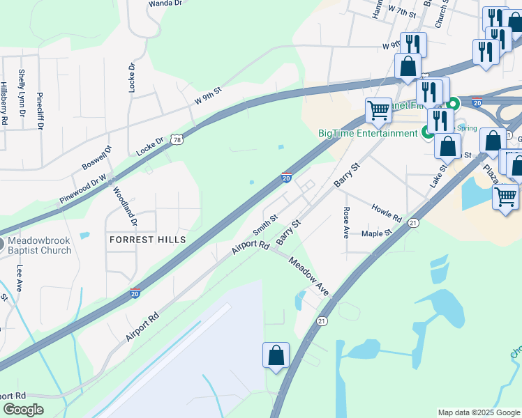 map of restaurants, bars, coffee shops, grocery stores, and more near 30 McLean Drive in Oxford