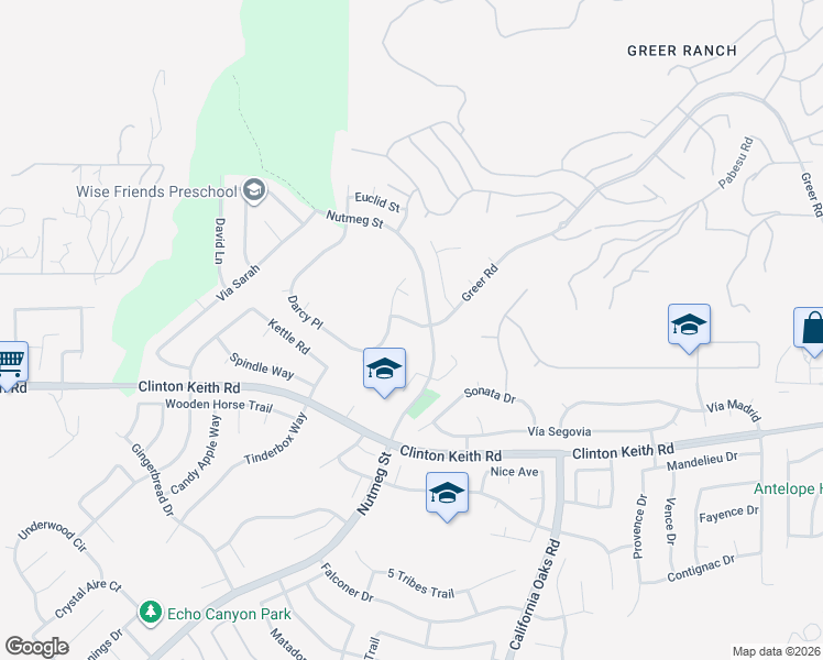map of restaurants, bars, coffee shops, grocery stores, and more near 23601 Greer Road in Murrieta