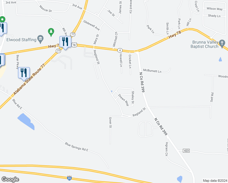map of restaurants, bars, coffee shops, grocery stores, and more near 357 Ragland Street in Lincoln