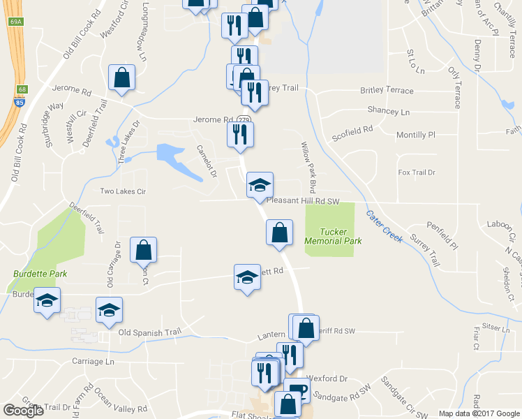 map of restaurants, bars, coffee shops, grocery stores, and more near 5704 Old National Highway in Atlanta
