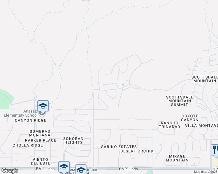map of restaurants, bars, coffee shops, grocery stores, and more near 12911 East Desert Trail in Scottsdale