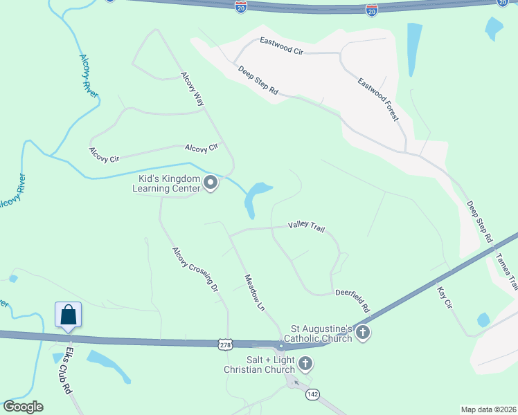 map of restaurants, bars, coffee shops, grocery stores, and more near 75 Deerfield Road in Covington