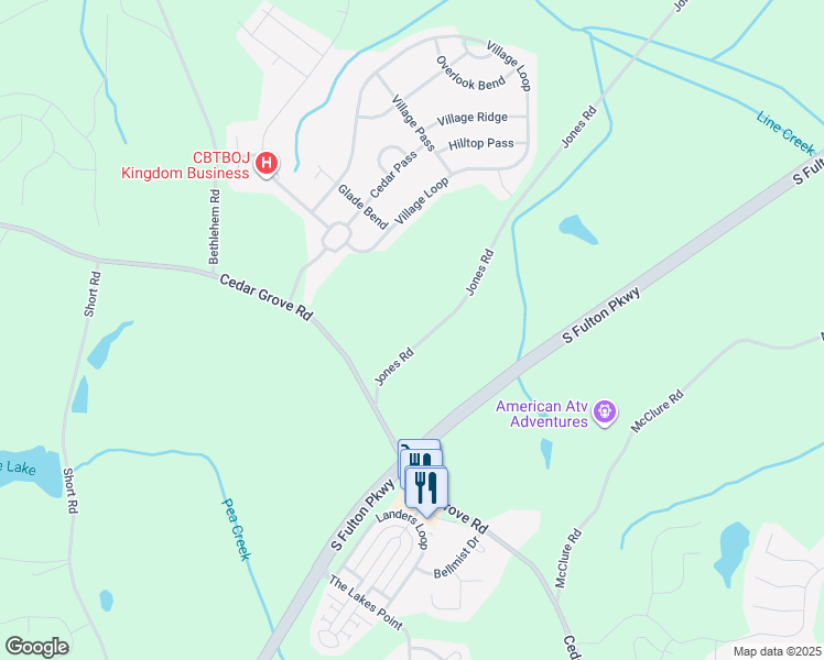 map of restaurants, bars, coffee shops, grocery stores, and more near 7765 Jones Road in Fairburn