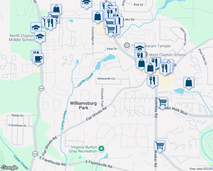map of restaurants, bars, coffee shops, grocery stores, and more near 1573 Isleworth Circle in Atlanta