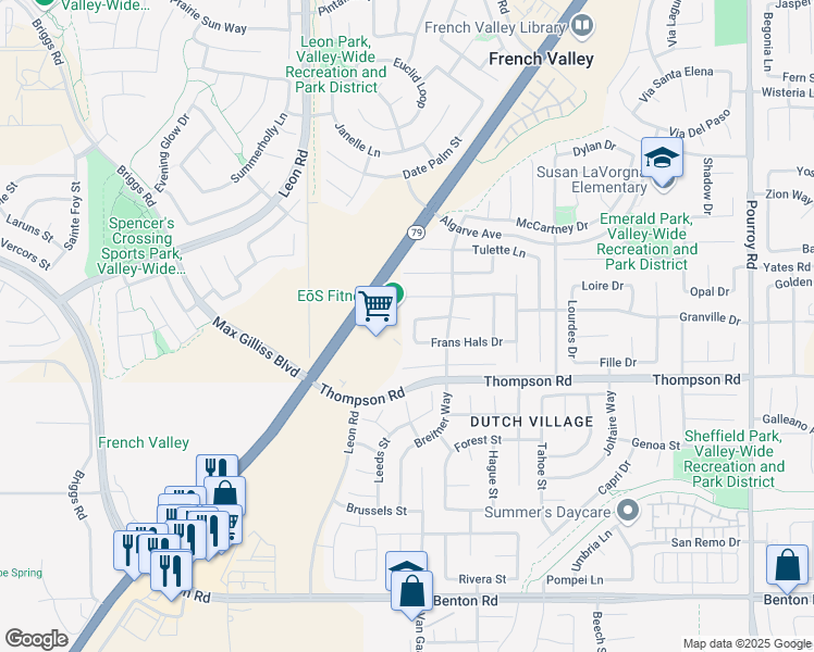 map of restaurants, bars, coffee shops, grocery stores, and more near 31250 Jan Steen Court in Winchester