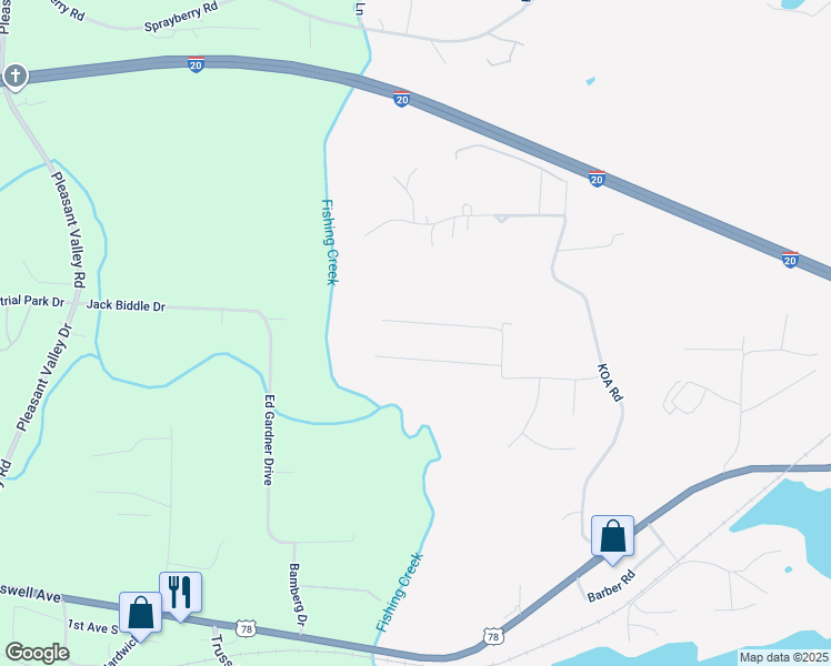 map of restaurants, bars, coffee shops, grocery stores, and more near 585 Creek Ridge Dr in Riverside