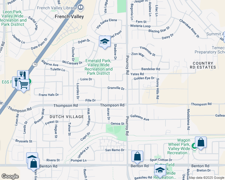 map of restaurants, bars, coffee shops, grocery stores, and more near 31885 Granville Drive in Winchester