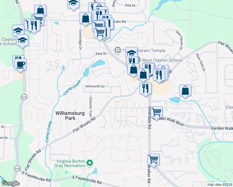 map of restaurants, bars, coffee shops, grocery stores, and more near 1339 Flat Shoals Rd in Atlanta