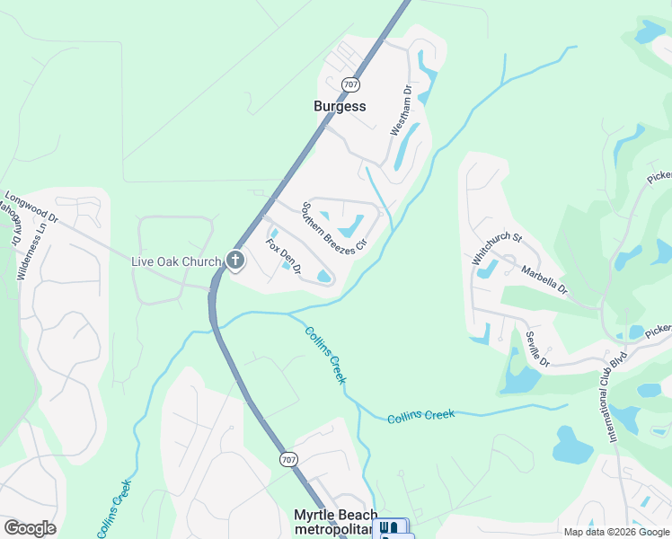 map of restaurants, bars, coffee shops, grocery stores, and more near 159 Fox Den Drive in Murrells Inlet