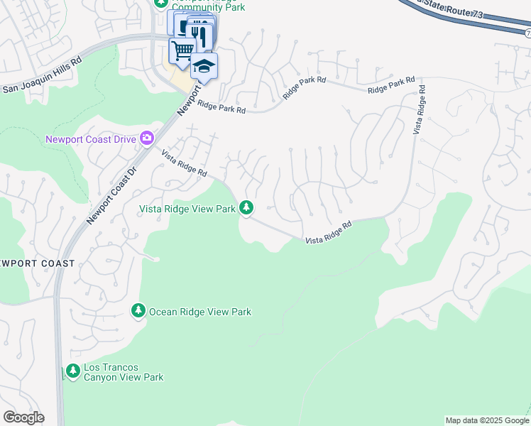 map of restaurants, bars, coffee shops, grocery stores, and more near 6 Via Cristallo in Newport Beach