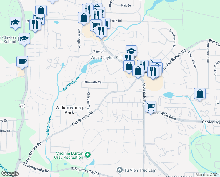 map of restaurants, bars, coffee shops, grocery stores, and more near 1651 Isleworth Circle in Atlanta