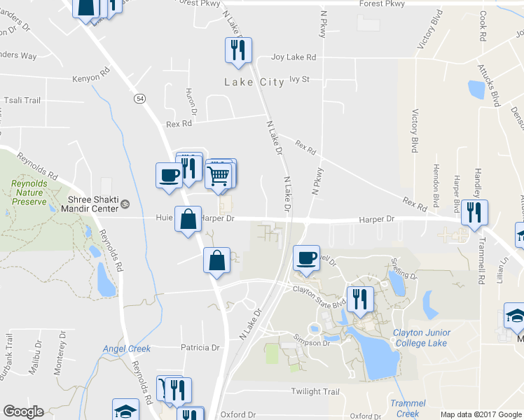 map of restaurants, bars, coffee shops, grocery stores, and more near 5683 Waterford Court in Morrow
