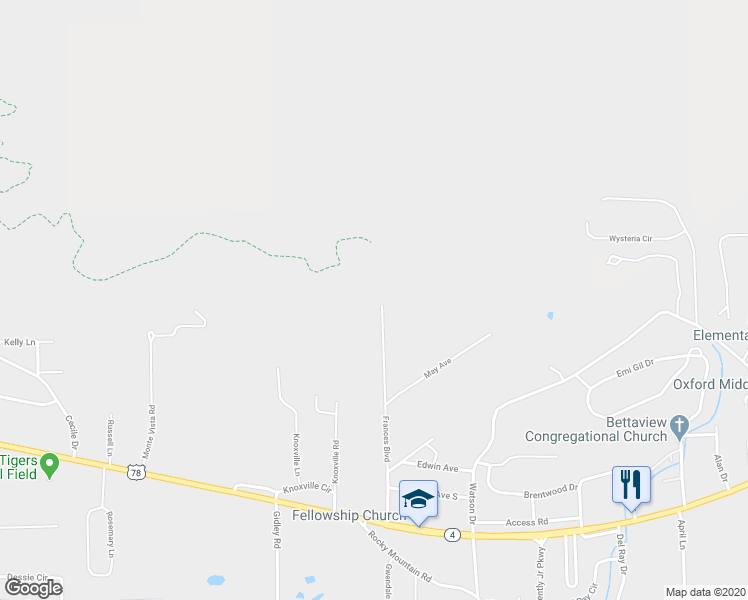 map of restaurants, bars, coffee shops, grocery stores, and more near 552 Frances Boulevard in Oxford