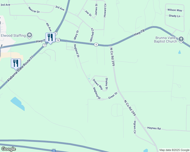 map of restaurants, bars, coffee shops, grocery stores, and more near 357 Ragland Street in Lincoln