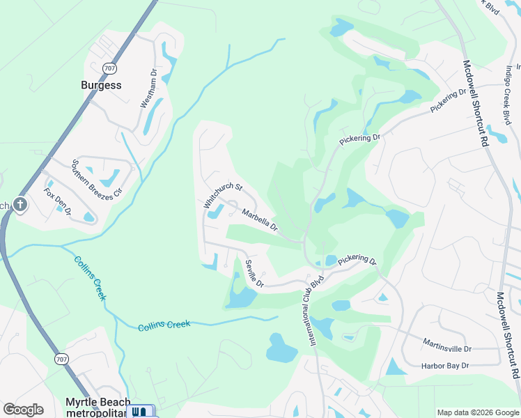 map of restaurants, bars, coffee shops, grocery stores, and more near 204 Whitchurch Street in Murrells Inlet