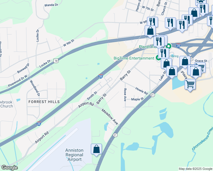 map of restaurants, bars, coffee shops, grocery stores, and more near 242 Smith Street in Oxford