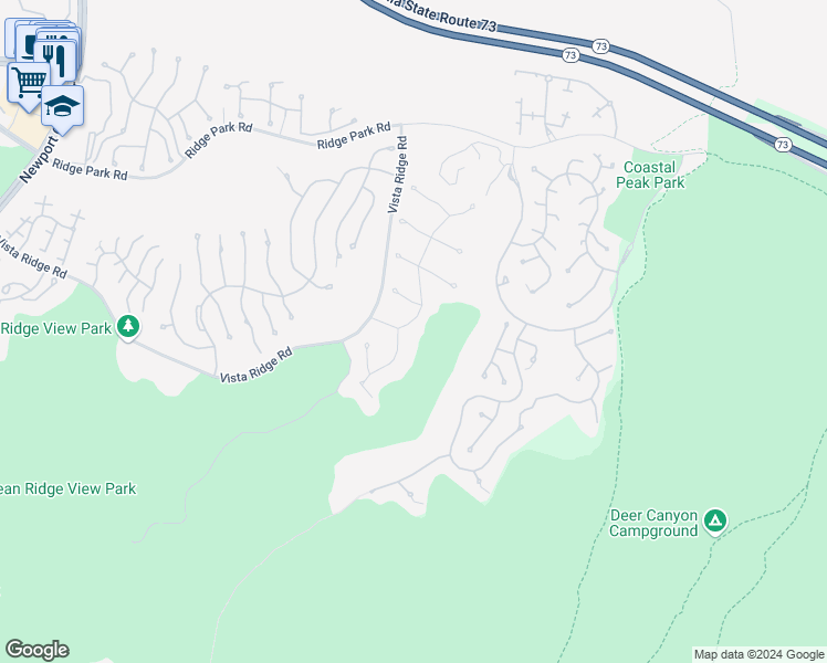 map of restaurants, bars, coffee shops, grocery stores, and more near 12 Coastal Canyon Drive in Newport Beach