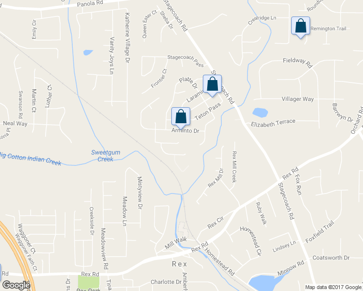 map of restaurants, bars, coffee shops, grocery stores, and more near 5685 Washakie Pointe in Rex