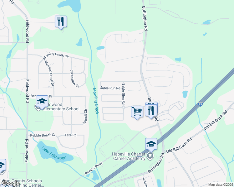 map of restaurants, bars, coffee shops, grocery stores, and more near 3515 Devon Chase Road in Atlanta