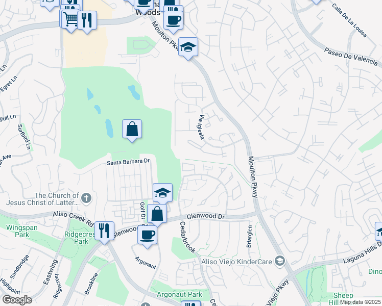 map of restaurants, bars, coffee shops, grocery stores, and more near 23406 El Reposa in Laguna Hills