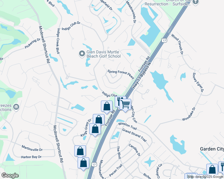 map of restaurants, bars, coffee shops, grocery stores, and more near 9433 Chicory Lane in Murrells Inlet