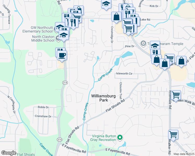 map of restaurants, bars, coffee shops, grocery stores, and more near 5685 Norman Place in Atlanta