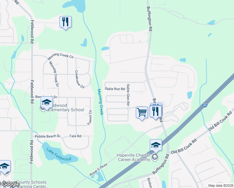 map of restaurants, bars, coffee shops, grocery stores, and more near 3515 Devon Chase Road in Atlanta