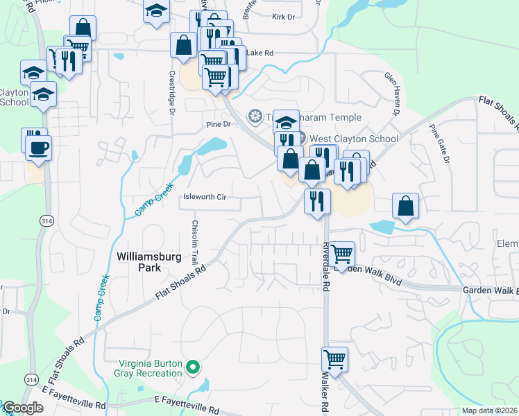 map of restaurants, bars, coffee shops, grocery stores, and more near 1339 Flat Shoals Road in Atlanta