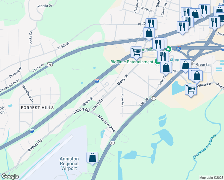 map of restaurants, bars, coffee shops, grocery stores, and more near 2117 Barry Street in Oxford