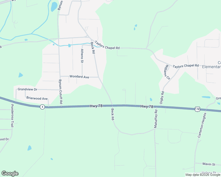 map of restaurants, bars, coffee shops, grocery stores, and more near 620 Beck Road in Eastaboga